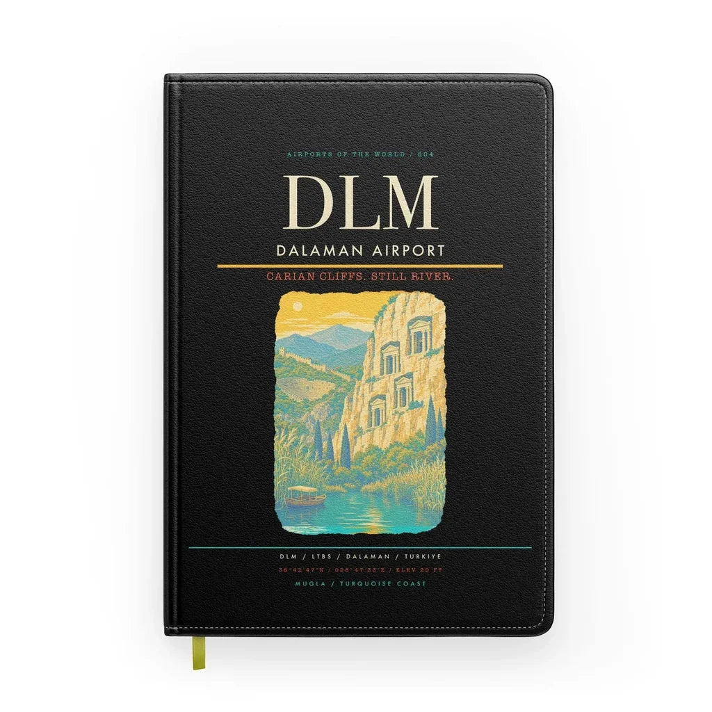 Dalaman Airport (DLM) design on black notebook