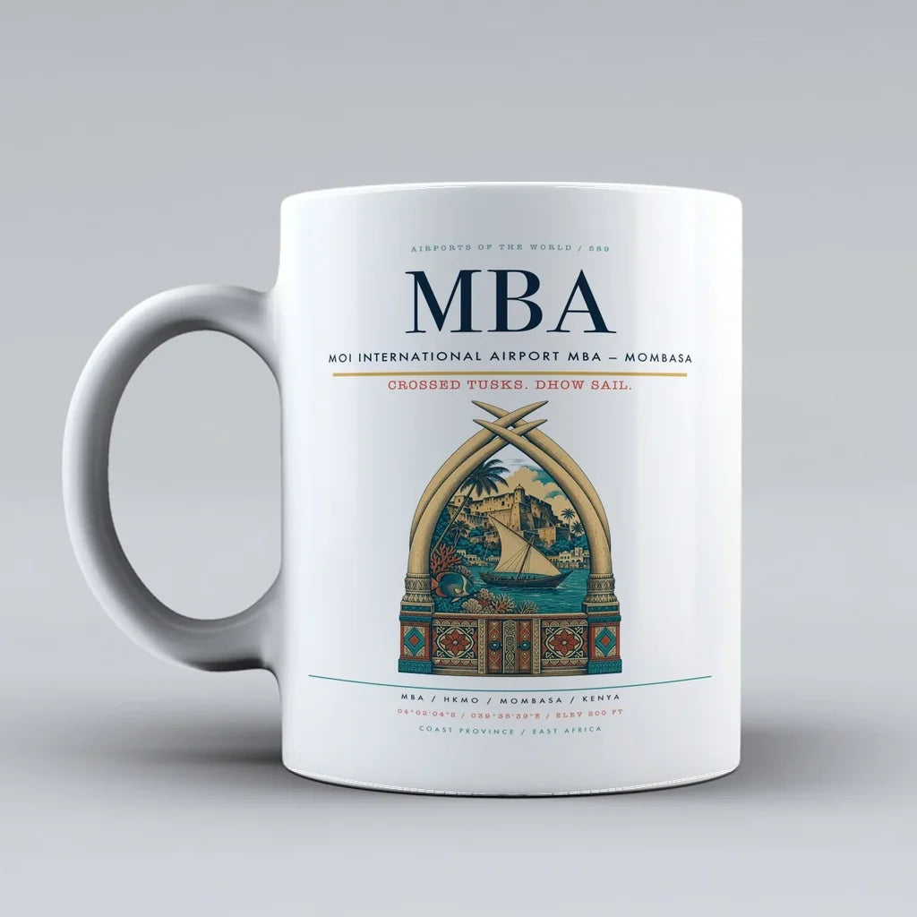 International Airport MBA — Mombasa Mug design on white moi