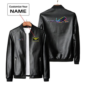Multicolor Airplane PU Leather Jackets
