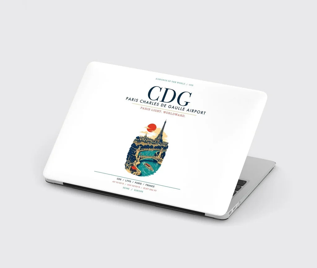 Paris Charles de Gaulle Airport (CDG) design on white MacBook case