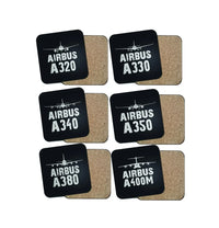 Thumbnail for SPECIAL OFFER! Airbus Lovers (6 Pieces) aviation themed coaster, cork-backed wood with print.