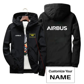 Airbus & Text Designed Thin Windbreaker Jackets