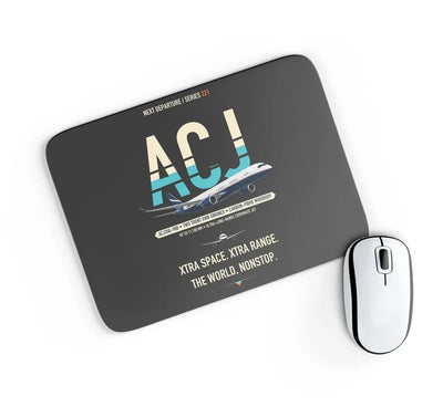 Airbus ACJ350 / exact ACJ350-900 design on black rectangle mouse pad
