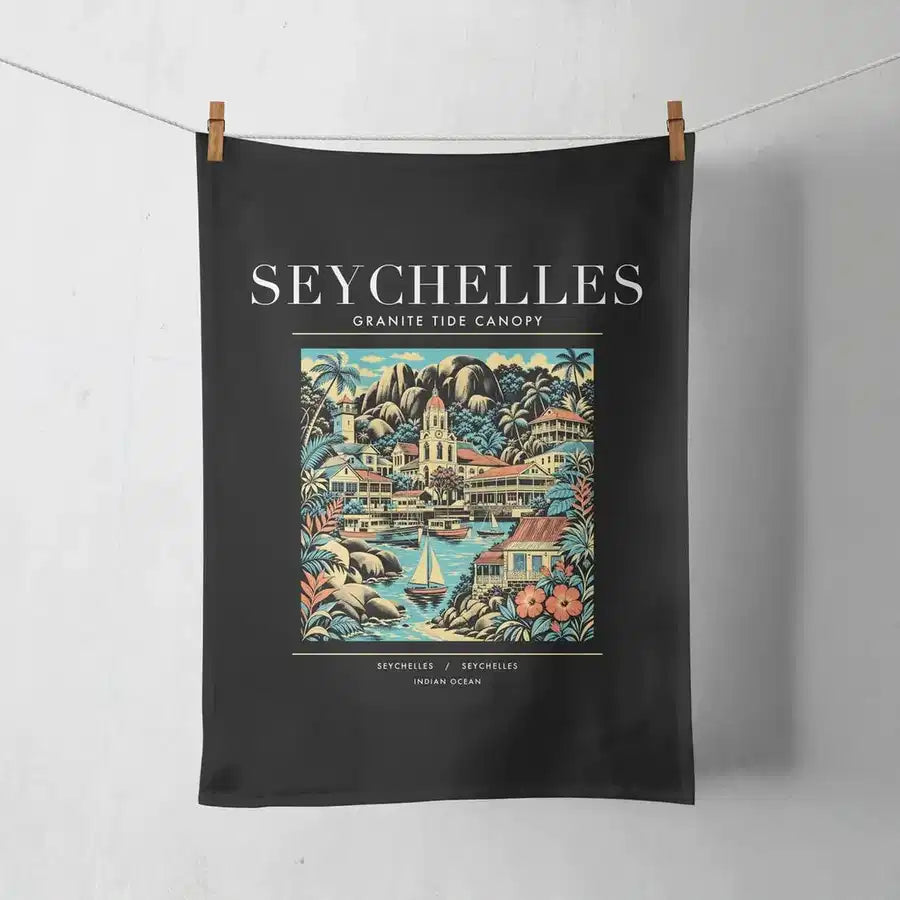SEYCHELLES - Poster - Towel - Black