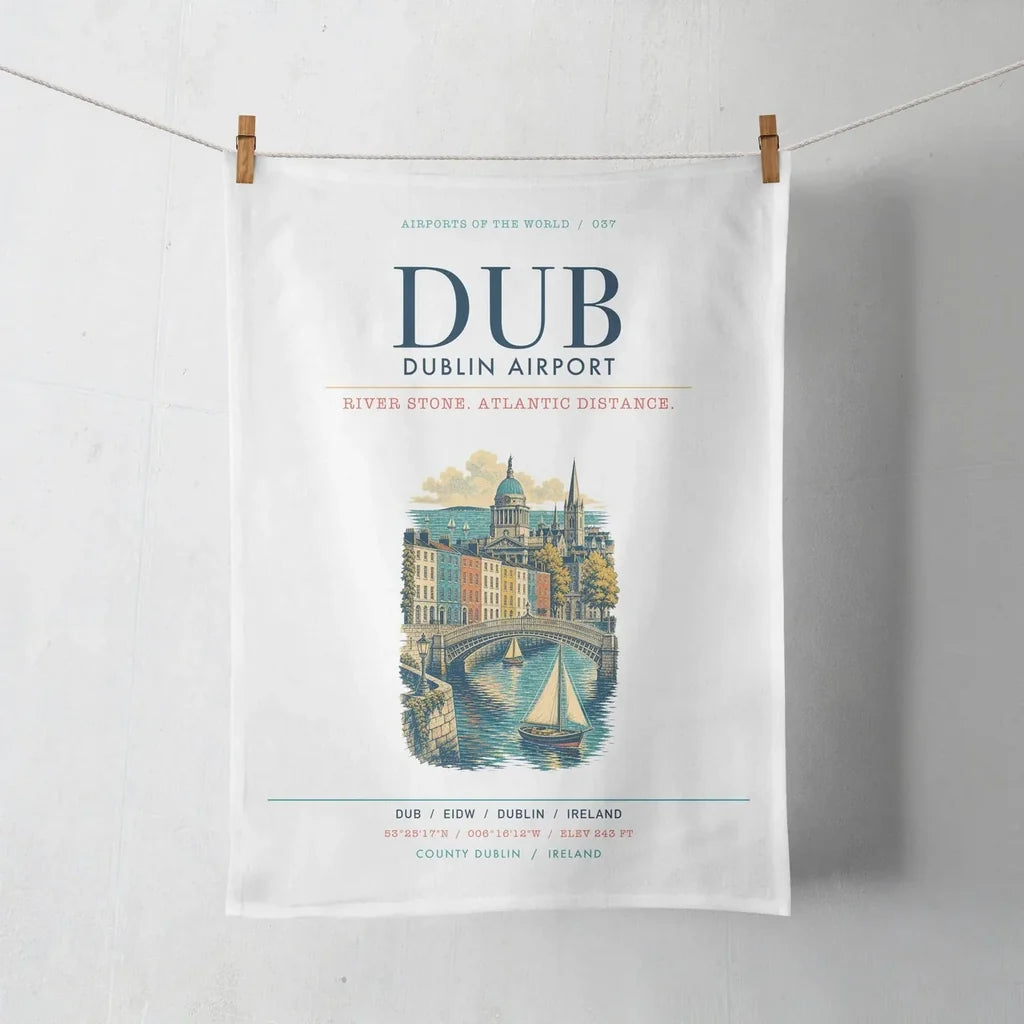 Dublin Airport (DUB) design on white towel