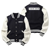 Thumbnail for Cabin Crew Text Baseball Style aviation design printed on two-tone shell with ribbed cuffs baseball jacket.