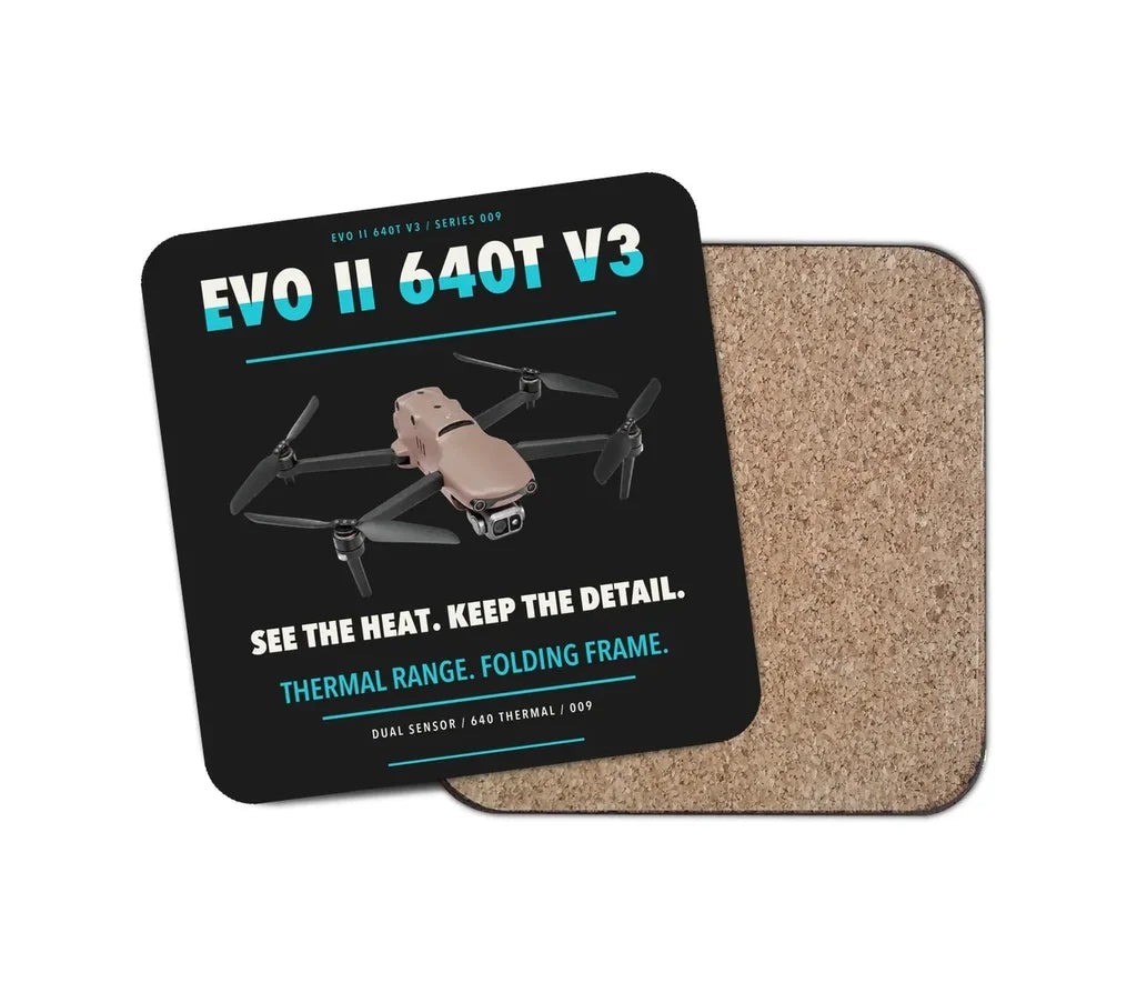Autel EVO II Dual 640T V3 design on black 1 piece coaster