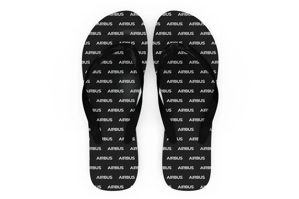 Airbus & Text Slippers (Flip Flops) aviation design on durable rubber sole slippers and flip-flops.