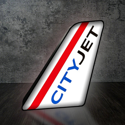 City Jet Airlines Led Aircraft Tail aviation design on premium acrylic with LED 3D aircraft tail lamp.