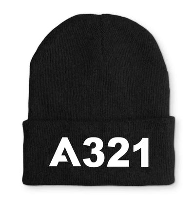 Airbus A321 Flat Text Embroidered aviation embroidery on soft knit fabric beanie.