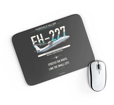 Fairchild Hiller FH-227B design on black rectangle mouse pad