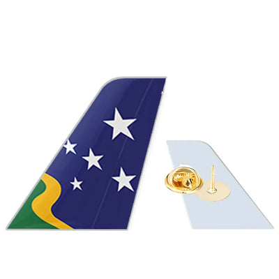 Solomon Airlines aviation design tail-shape badge pin in polished alloy.