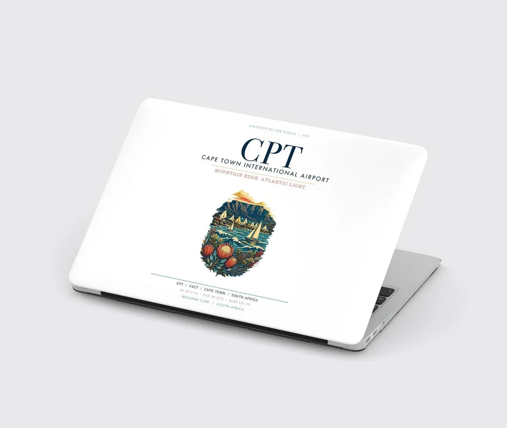 Cape Town International Airport (CPT) design on white MacBook case
