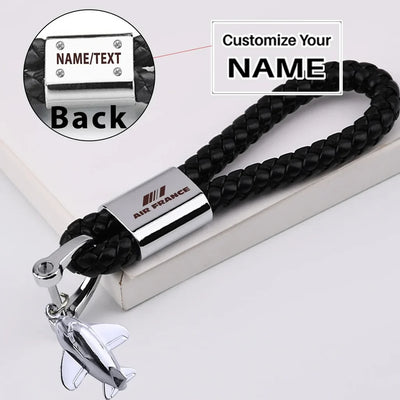 Air France Airlines aviation design on premium leather car leather car key chain.