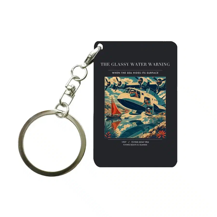 VINTAGE G4280 - The Glassy Water Warning - Designed Key Chain design on black
