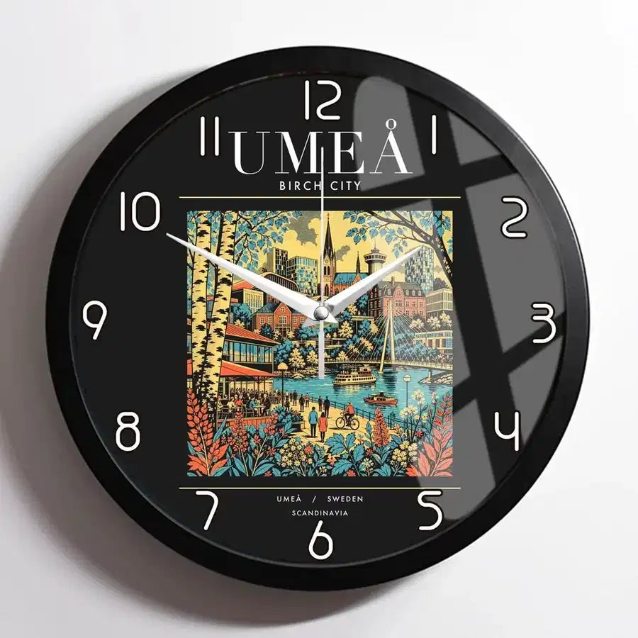 UMEÅ - Poster - Wall Clock Framed - Black