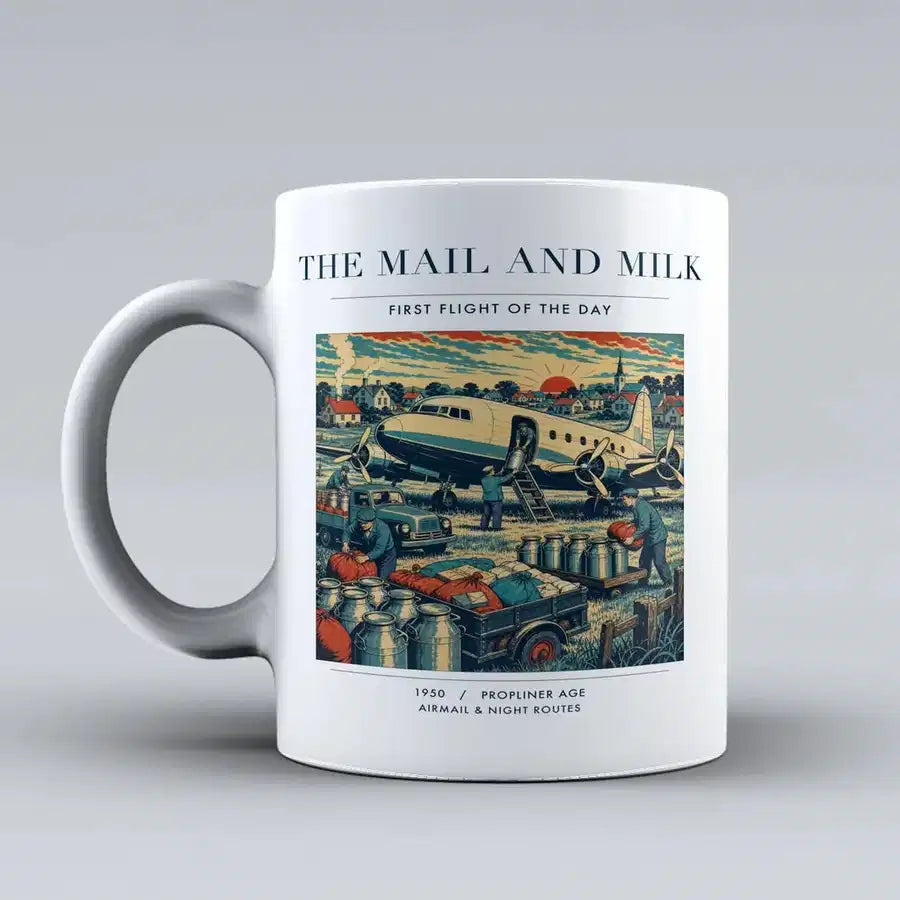 VINTAGE G4098 - The Mail And Milk - Ceramic Mug design on white