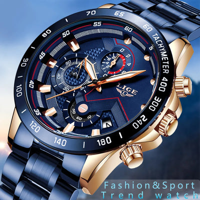Quartz Fashion Stainless Steel Top Brand Luxury Sport Mens Watches aviation stainless steel accessory in stainless steel.