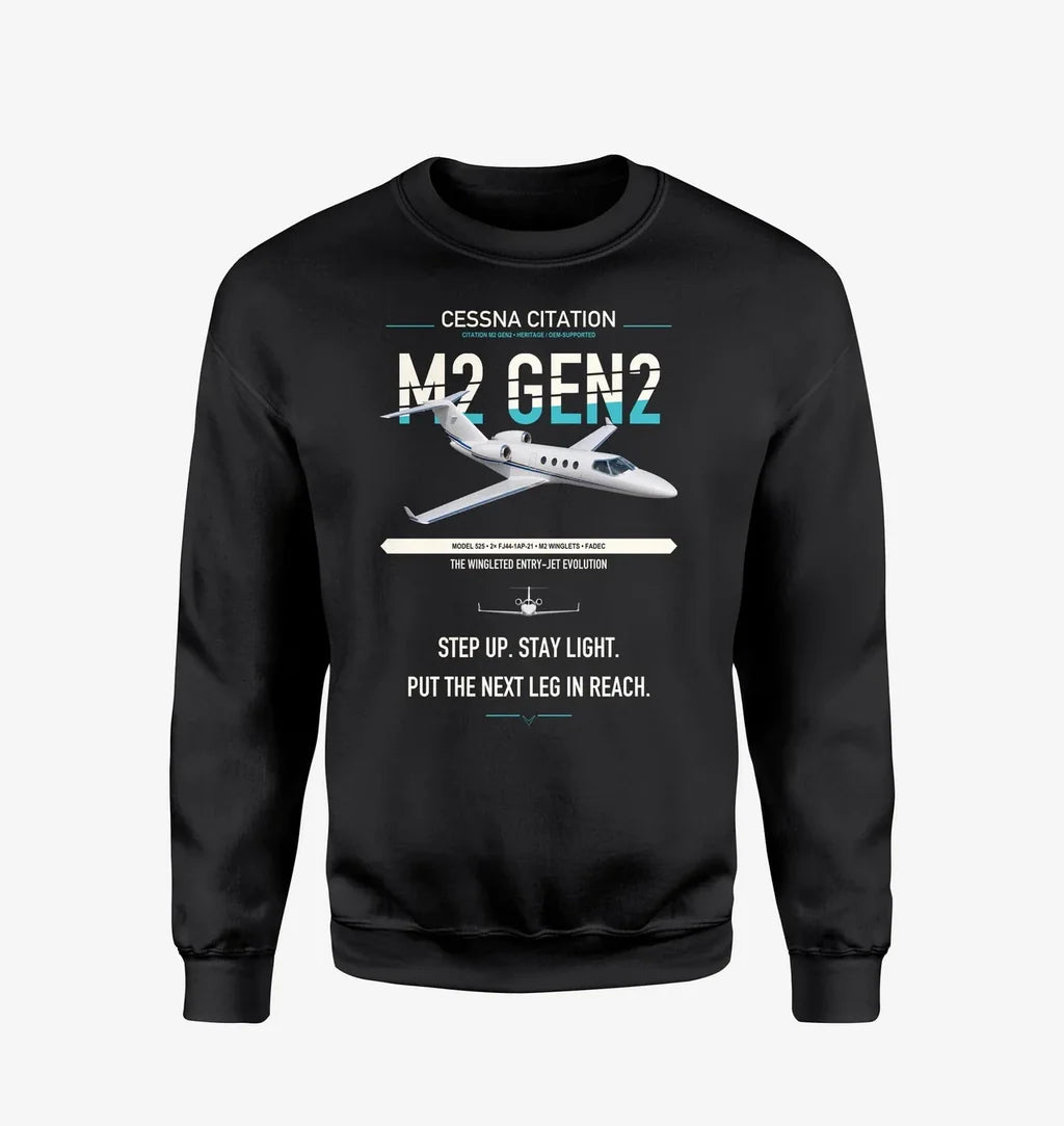Cessna Citation M2 Gen2 design on black sweatshirt