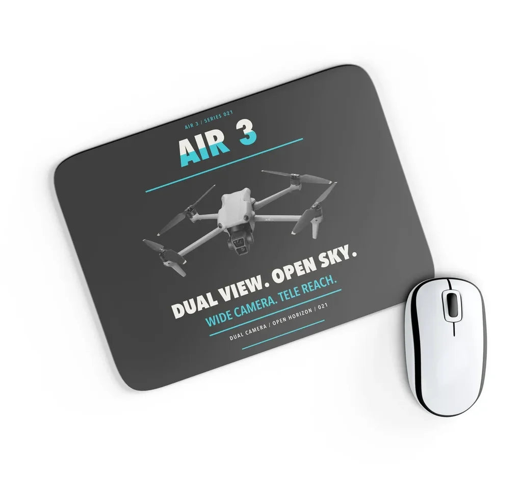DJI Air 3 design on black rectangle mouse pad
