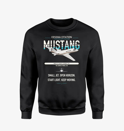 Cessna Citation Mustang design on black sweatshirt
