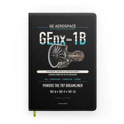 GEnx-1B design on black notebook