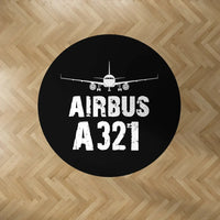 Thumbnail for Airbus A321 & Plane Carpet & Floor Mats (Round) aviation design on durable carpet pile with non-slip backing round carpet flo.