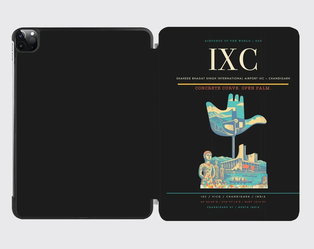 Shaheed Bhagat Singh International Airport (IXC) design on black ipad tablet case