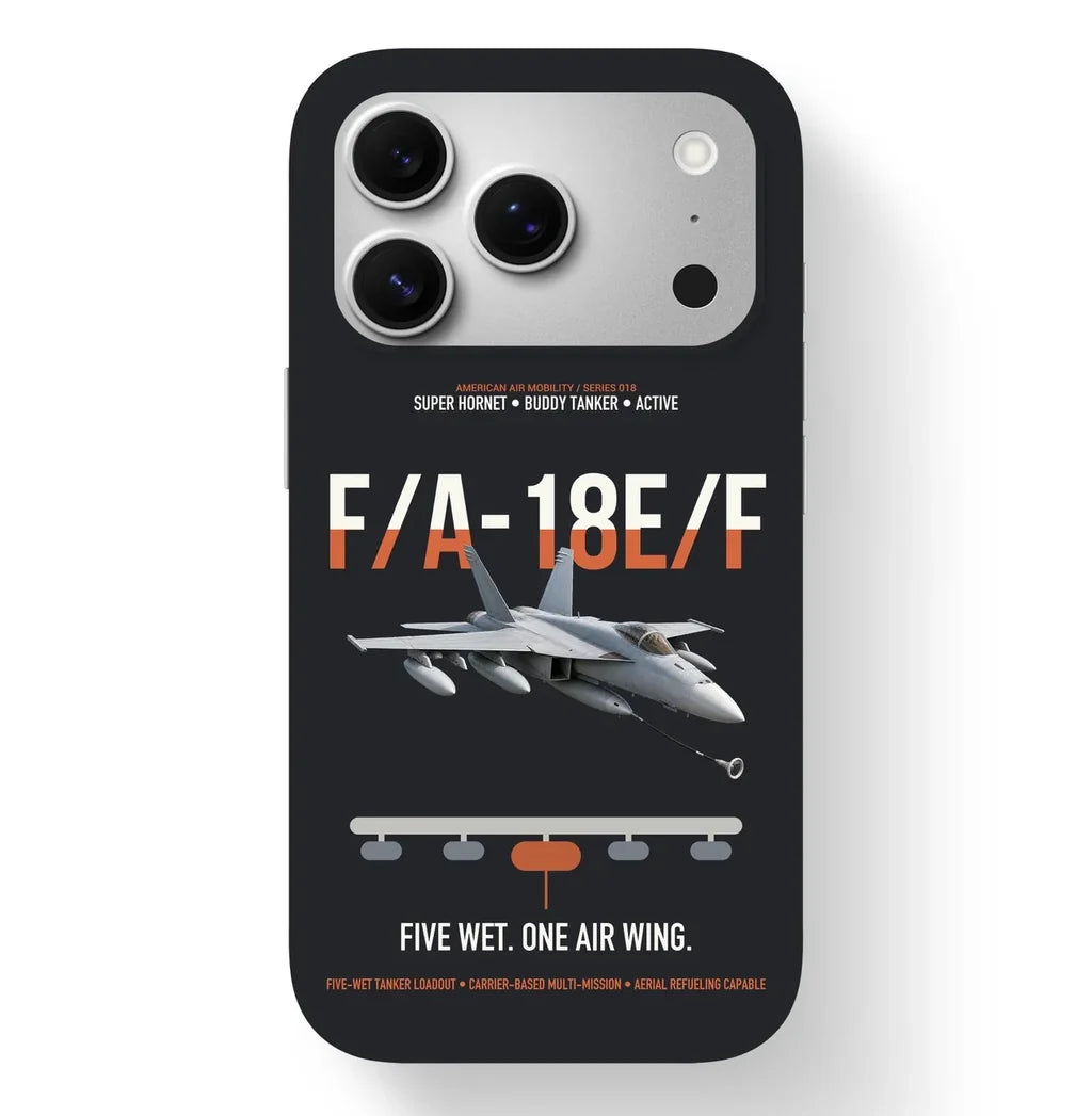 F A-18E F Buddy Tanker design on black magsafe iphone case, for iPhone 17 Pro