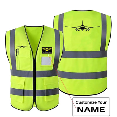Airbus A320 Silhouette aviation design printed on high-visibility reflective fabric reflective vest.