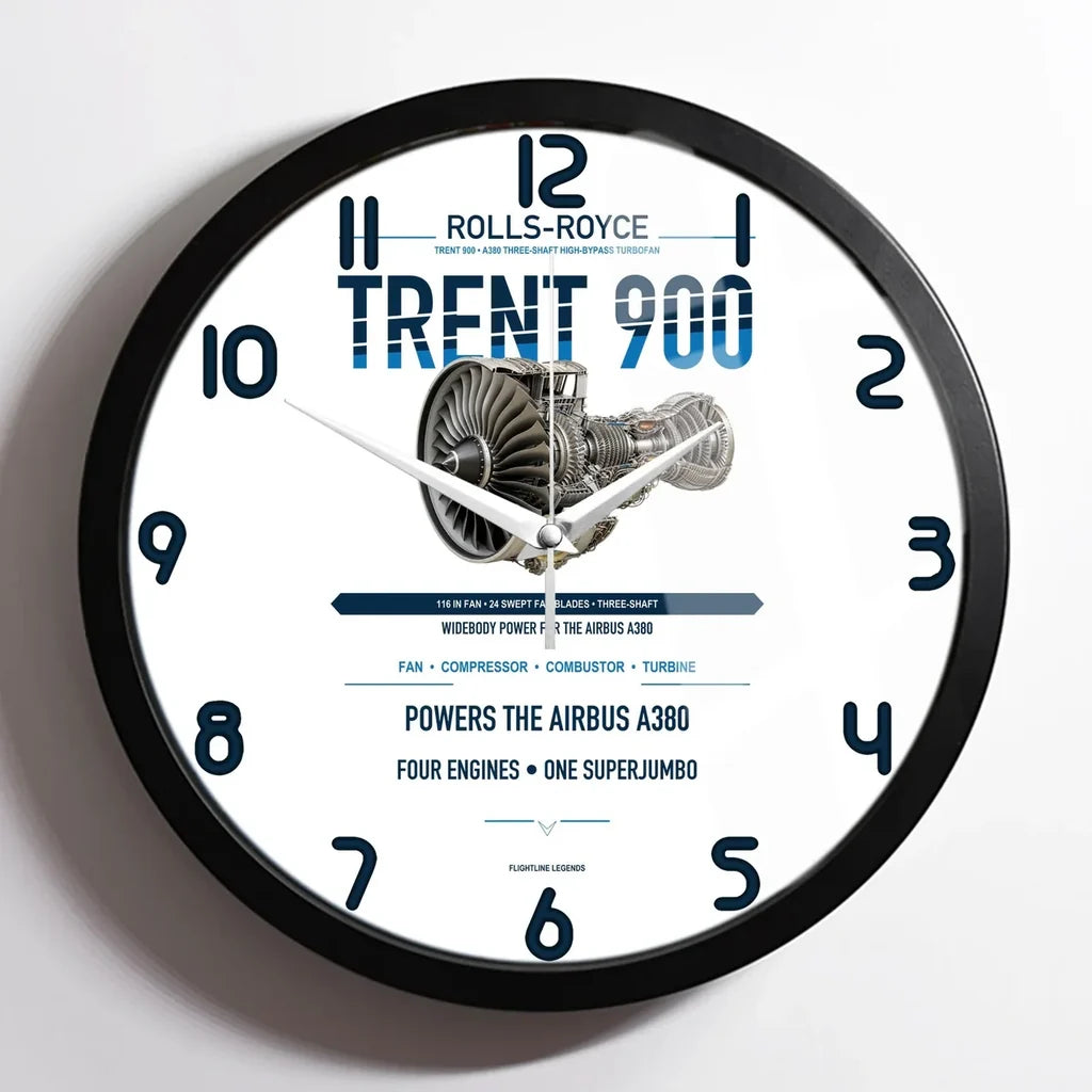TRENT 900 design on white framed wall clock