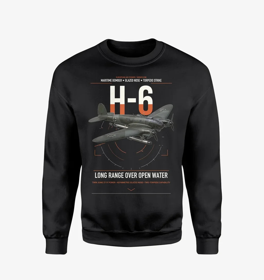 Heinkel He 111H-6 design on black sweatshirt