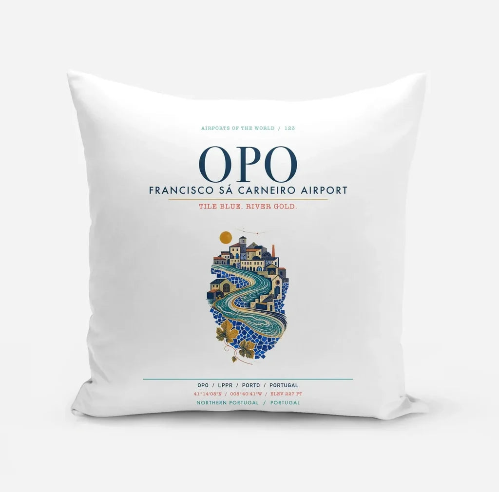 Porto Francisco Sá Carneiro Airport (OPO) design on white pillow