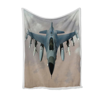 Cruising Fighter Jet 16 Bed Blankets & aviation print on soft fleece blanket.