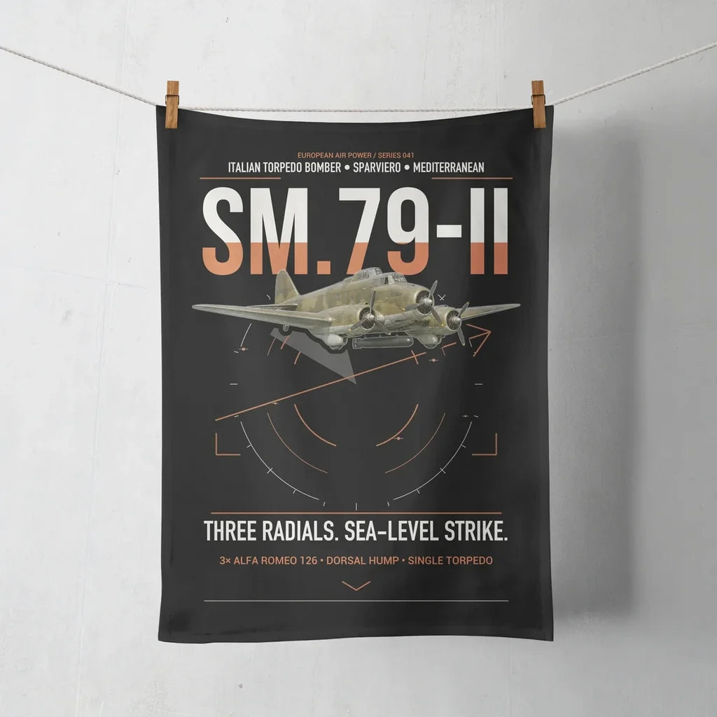 Savoia-Marchetti SM.79-II Sparviero design on black towel