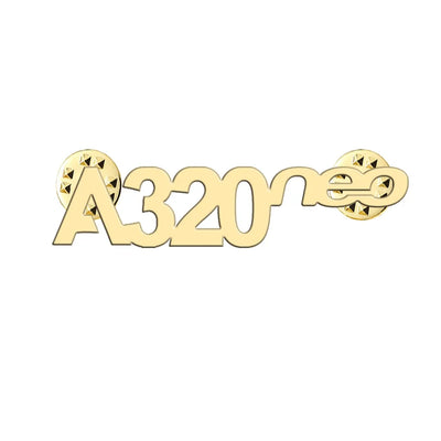 A320neo & Text aviation hollow pin in polished alloy.
