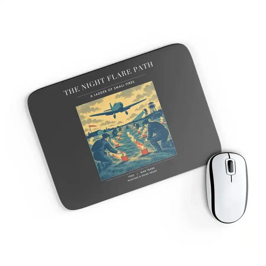 VINTAGE G4525 - The Night Flare Path - Designed Mouse Pads design on black rectangle