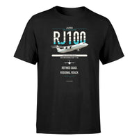 Thumbnail for Avro RJ100 design on black double-side t-shirt, single-side print