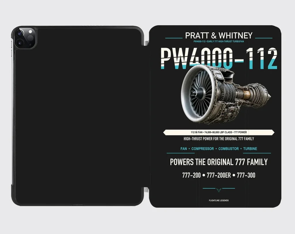 PW4000-112 design on black ipad tablet case