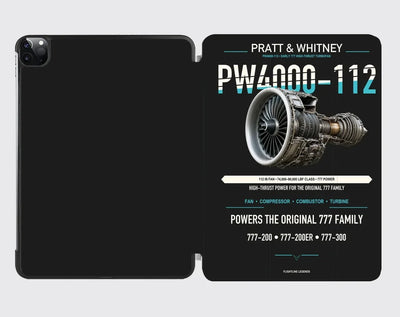 PW4000-112 design on black ipad tablet case
