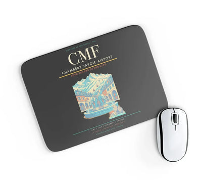 Chambéry-Savoie Airport (CMF) design on black rectangle mouse pad