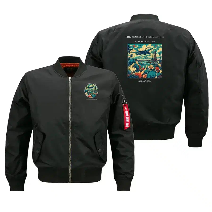 VINTAGE G4129 - The Moonport Neighbors - Bomber Jacket design on black