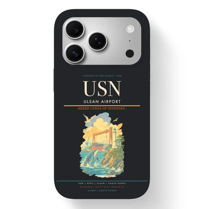 Ulsan Airport (USN) design on black iPhone 17 Pro MagSafe case