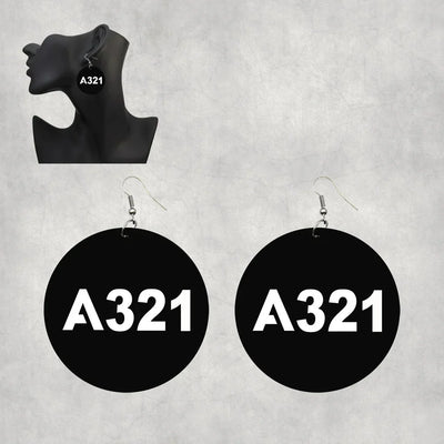 Airbus A321 Flat Text aviation drop earrings, wood with metal hooks body with engraved detail.
