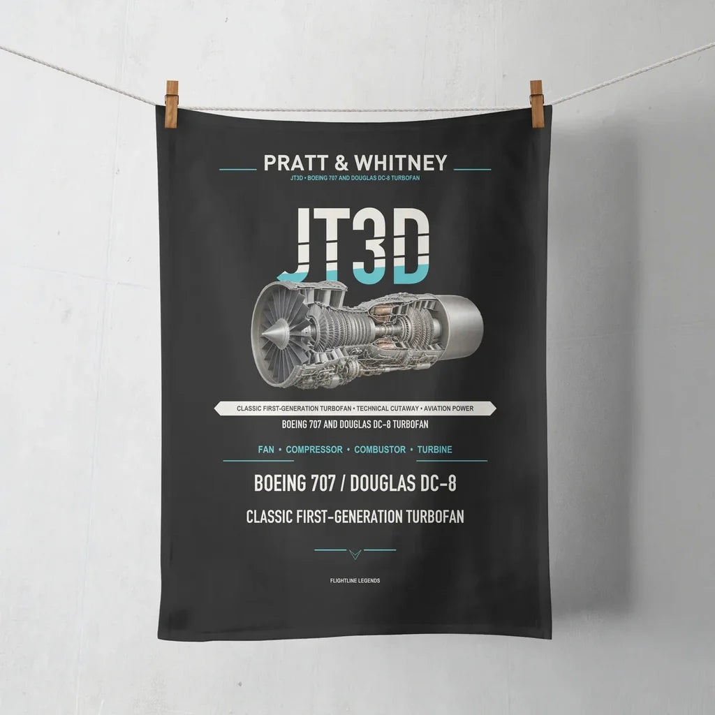 JT3D design on black towel
