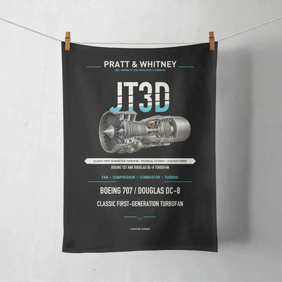 JT3D design on black towel