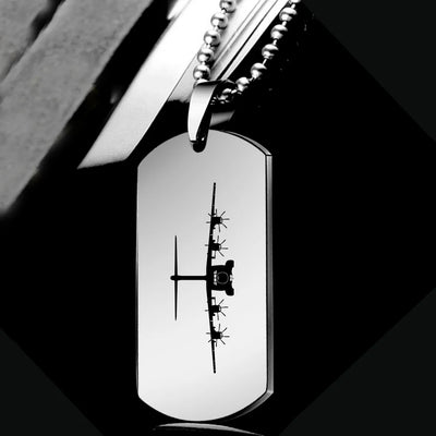 Airbus A400M Silhouette aviation necklace, polished metal body with engraved detail.