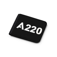 Thumbnail for Airbus A220 Flat Text aviation design wallet, leather construction.