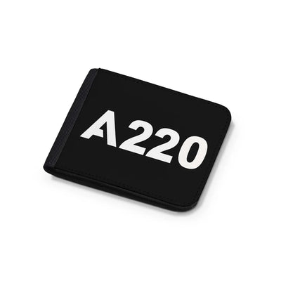 Airbus A220 Flat Text aviation design wallet, leather construction.
