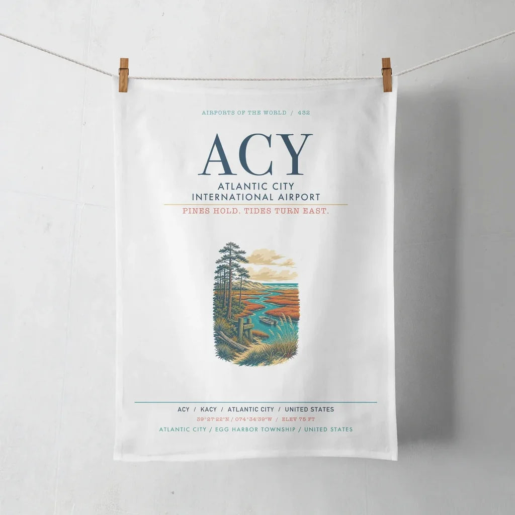 Atlantic City International Airport (ACY) design on white towel